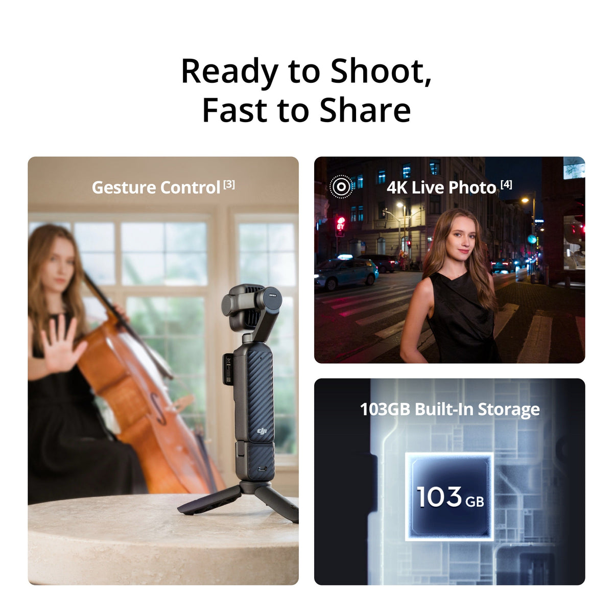 DJI Osmo Pocket 4P 4K Gimbal Camera Vlog Combo - Black - ready to shoot
