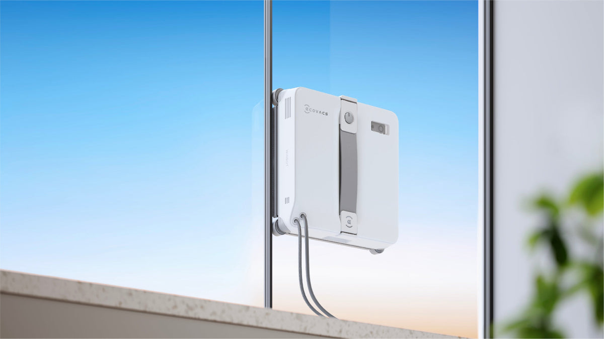 Ecovacs WINBOT mini 2 Window Cleaning Robot - Grey - cleaning a window