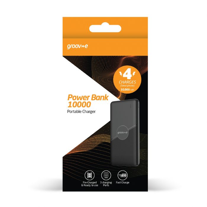 Groove 10,000mAh Triple Port Portable Charger Powerbank | GVCH10000