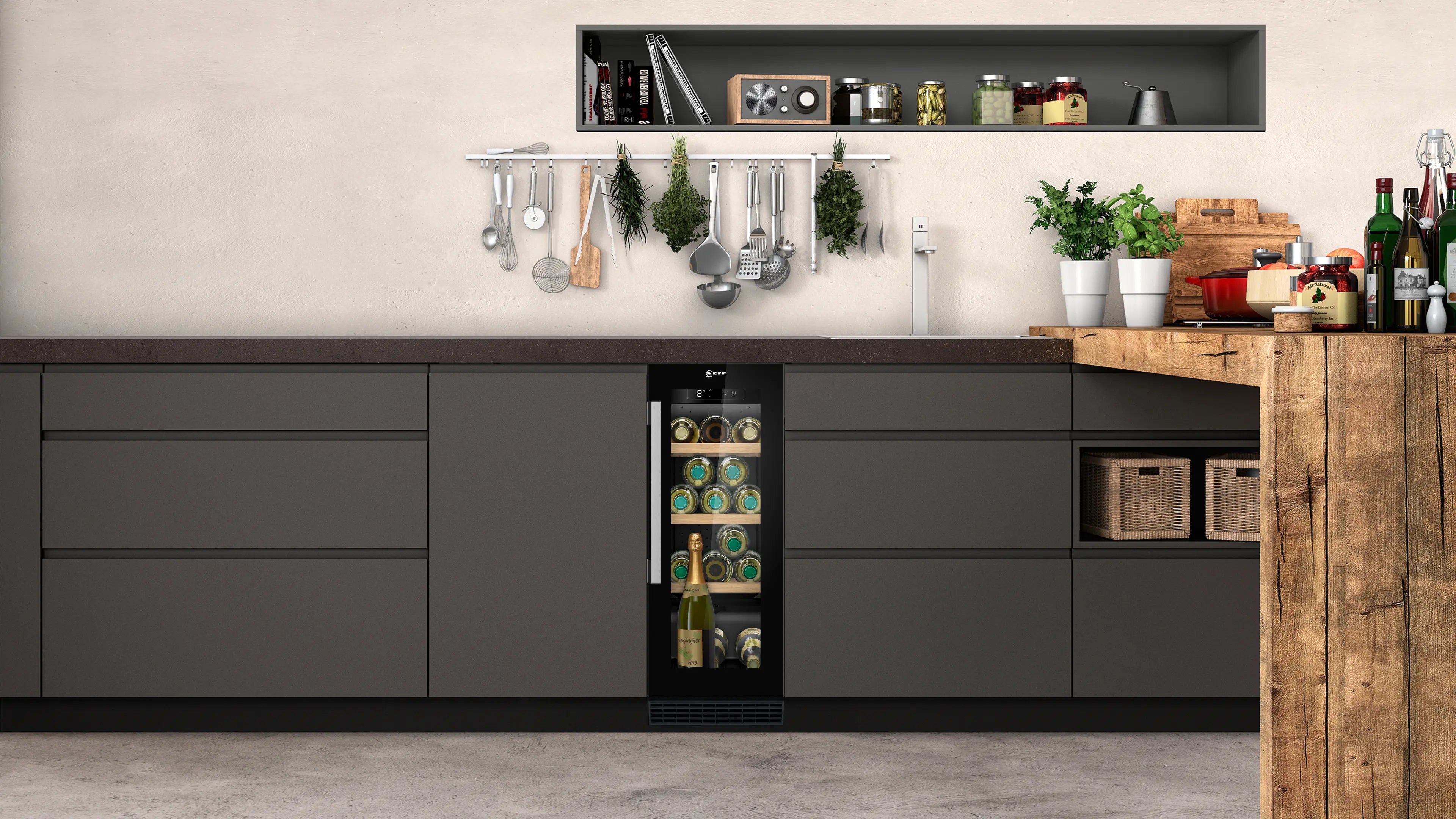 NEFF KU9202HF0G N70 built-in 21-bottle wine cooler in Black