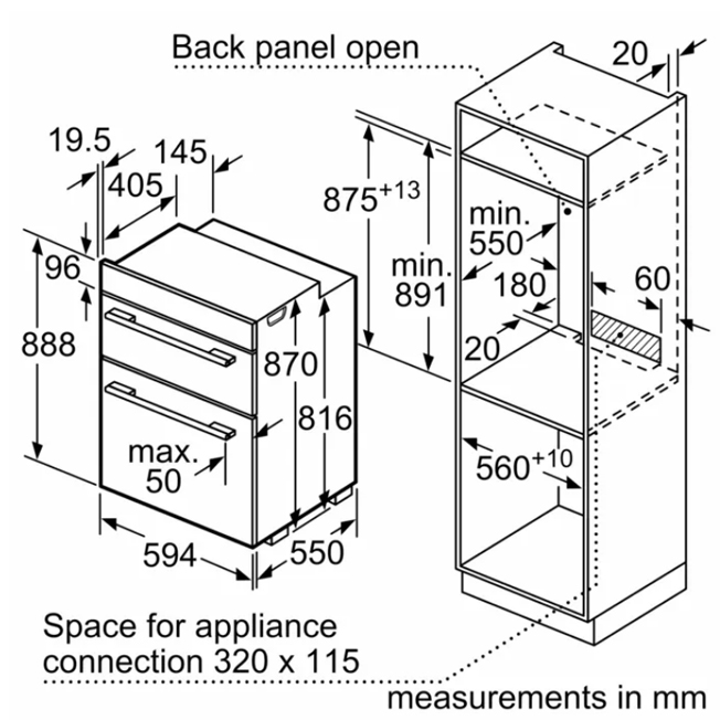 BOSCH Series 4 Electric Double Oven – Silver | MBA533BS3B