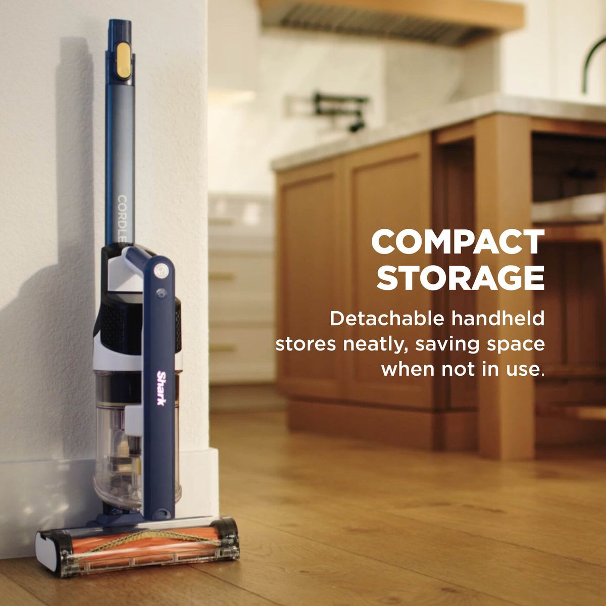 Shark Cordless Stick Vacuum with Anti Hair Wrap - Blue - compact storage