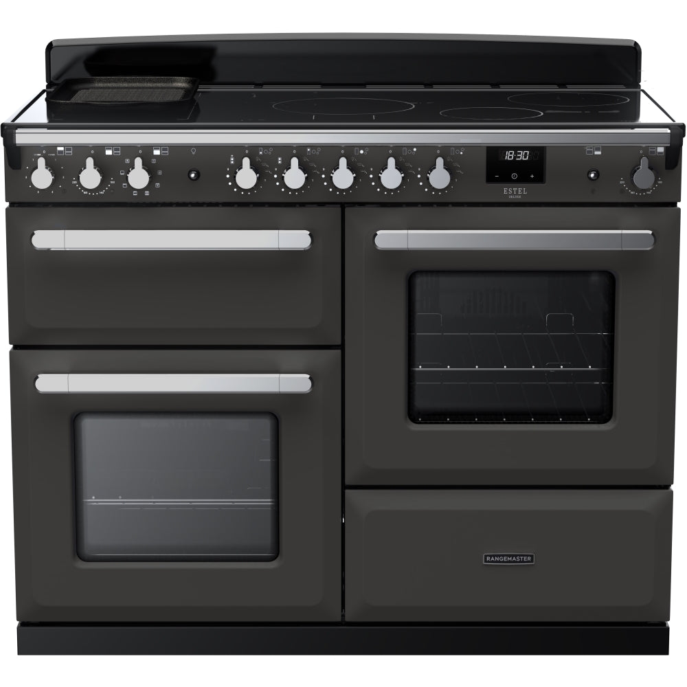 Rangemaster Estel Deluxe 110 Induction range cooker in Slate with Chrome trim