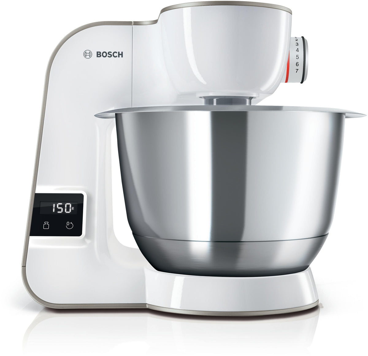 Bosch Series 4 MUM5 Stand Mixer with Integrated Scales 1000W - White - front view