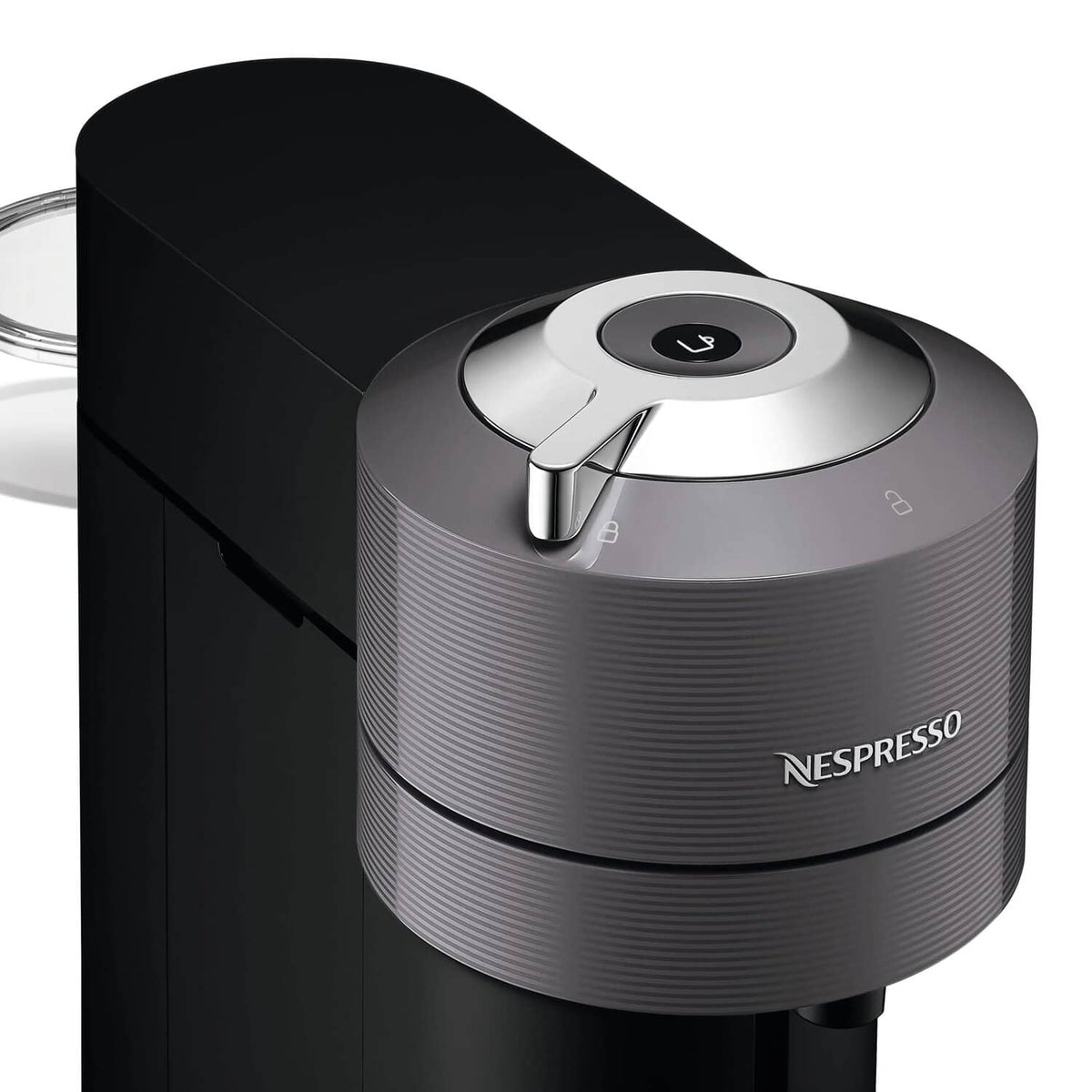 De'Longhi Nespresso Vertuo Next & Aeroccino3 - Grey - close-up of the lid