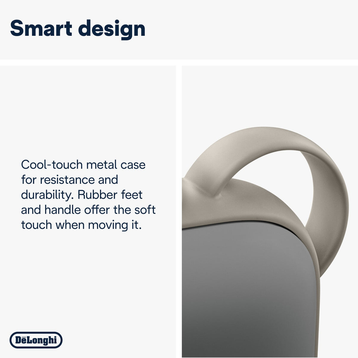 De'Longhi Capsule Fit 2400W Fan Heater - Grey - cool-touch metal case and soft-touch handle
