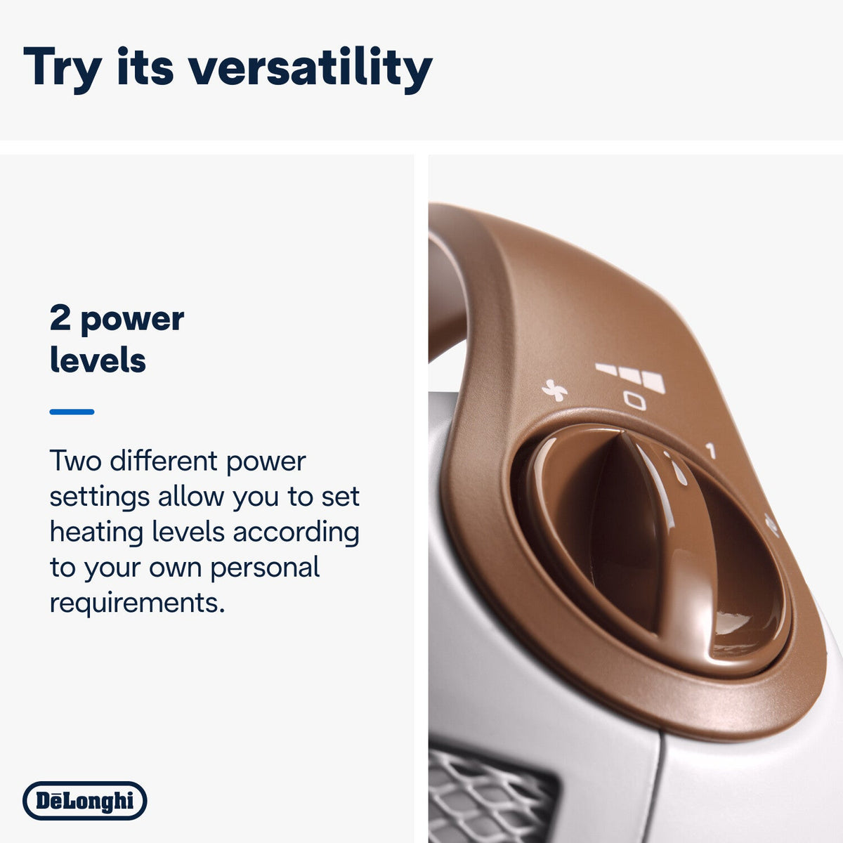 De'Longhi Capsule 1800W Fan Heater - White - power level control