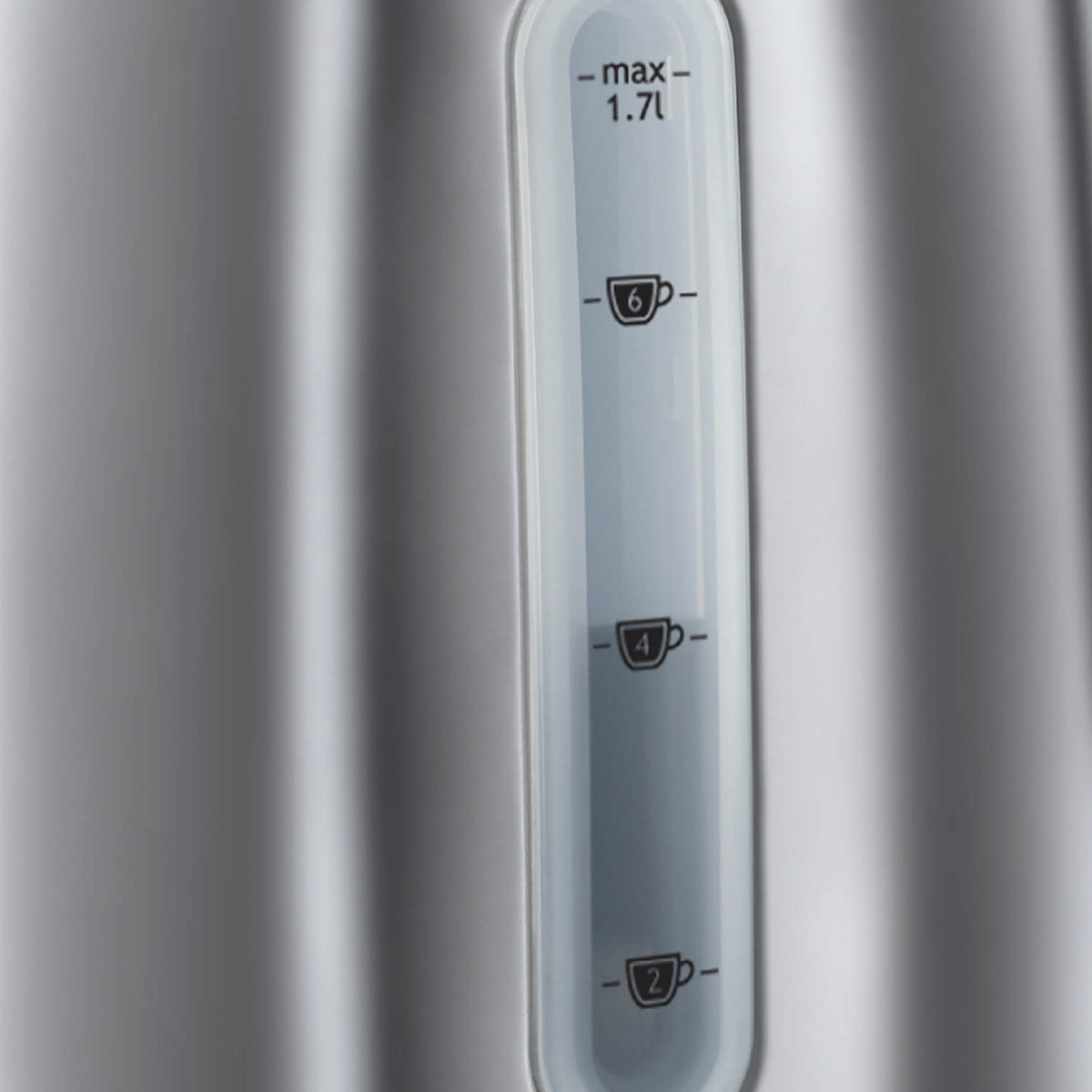 Russell Hobbs Snowdon 1.7L Kettle 3000W - Brushed Stainless Steel - water window and handle