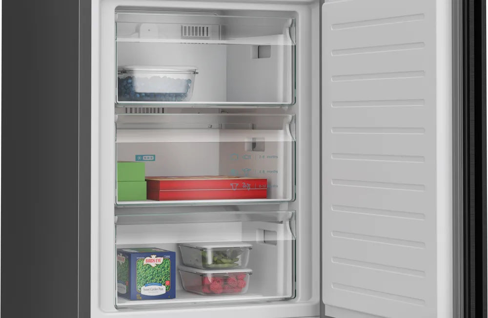 Siemens iQ300 363 L Freestanding Fridge‑Freezer – Brushed Black Steel | KG39NXXBF