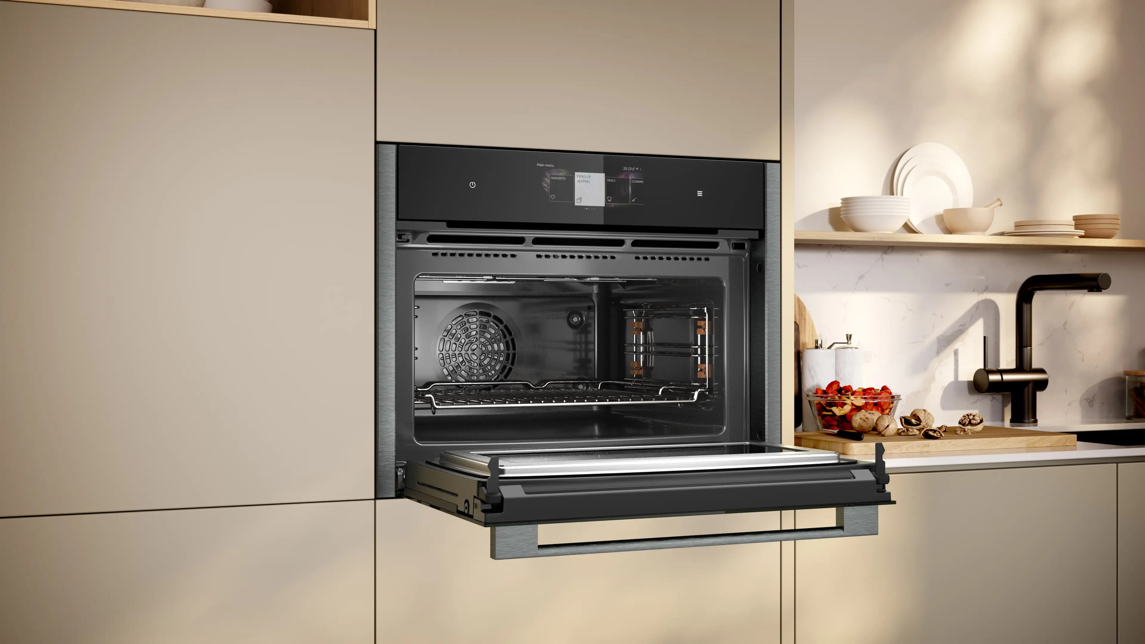 NEFF N90 C24MT73G0B built-in compact oven with microwave in Graphite-Grey