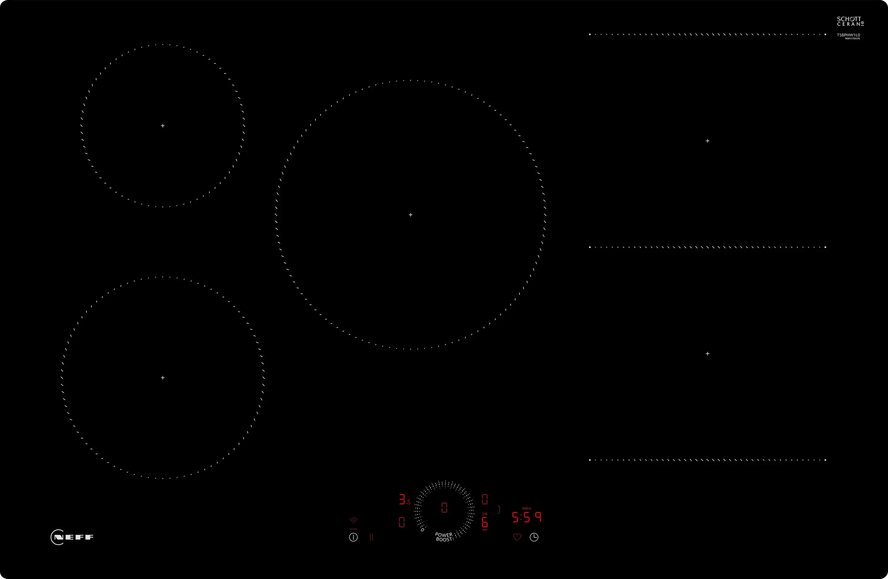 NEFF N 70 T58PHW1L0 80cm flush-mount Combi Induction hob in Black