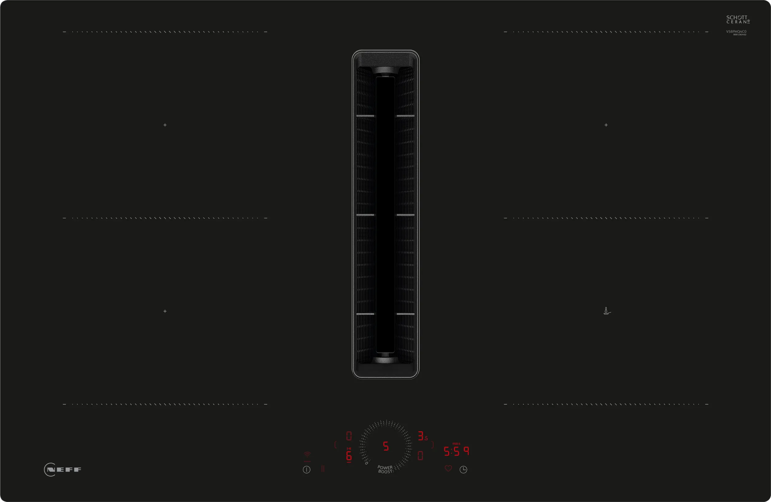 NEFF N 70 V58PHQ4C0 80cm Flush-Mount Induction Hob with Integrated Ventilation System in Black