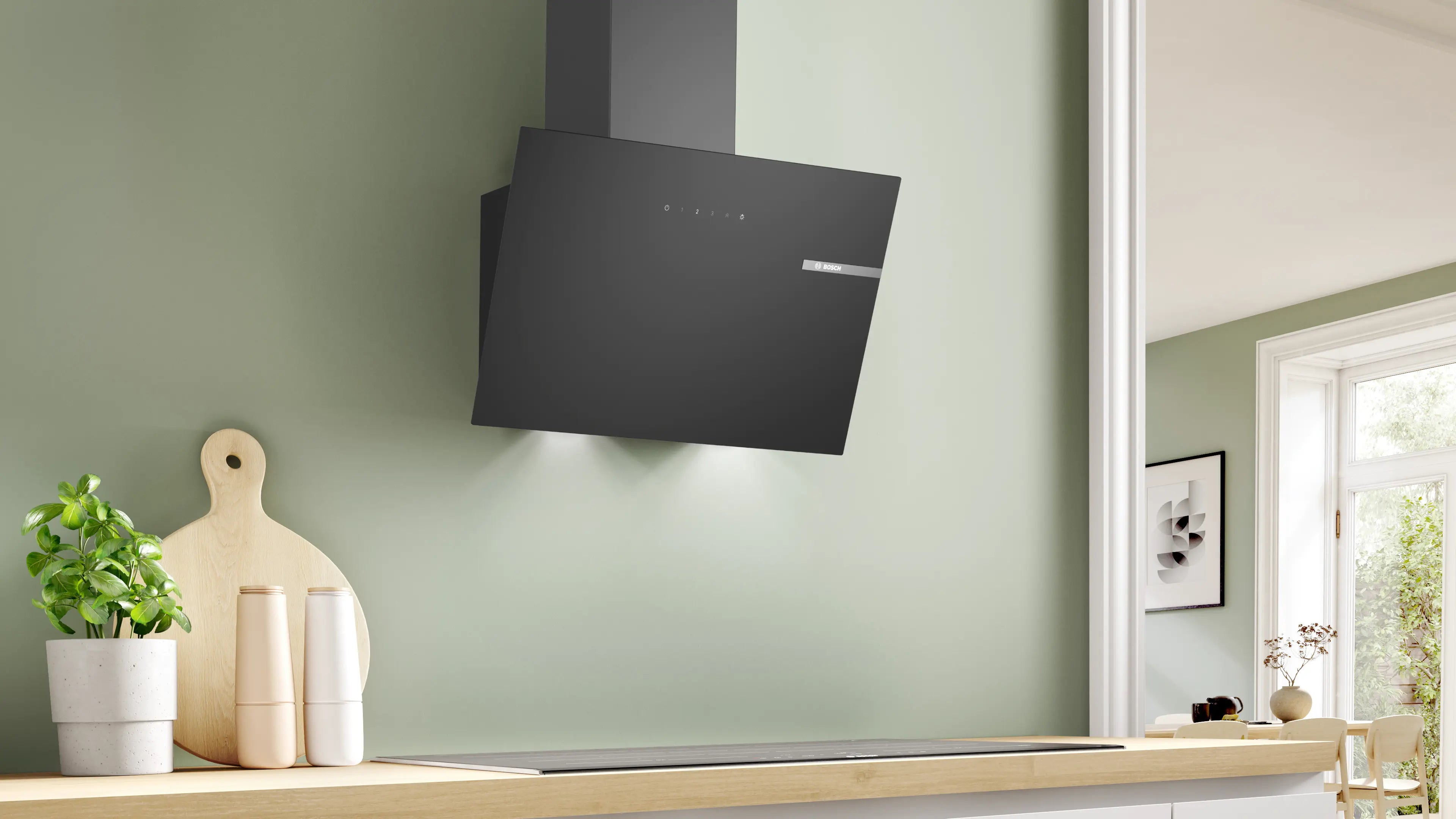 Bosch Series 2 60cm inclined glass cooker hood in Black