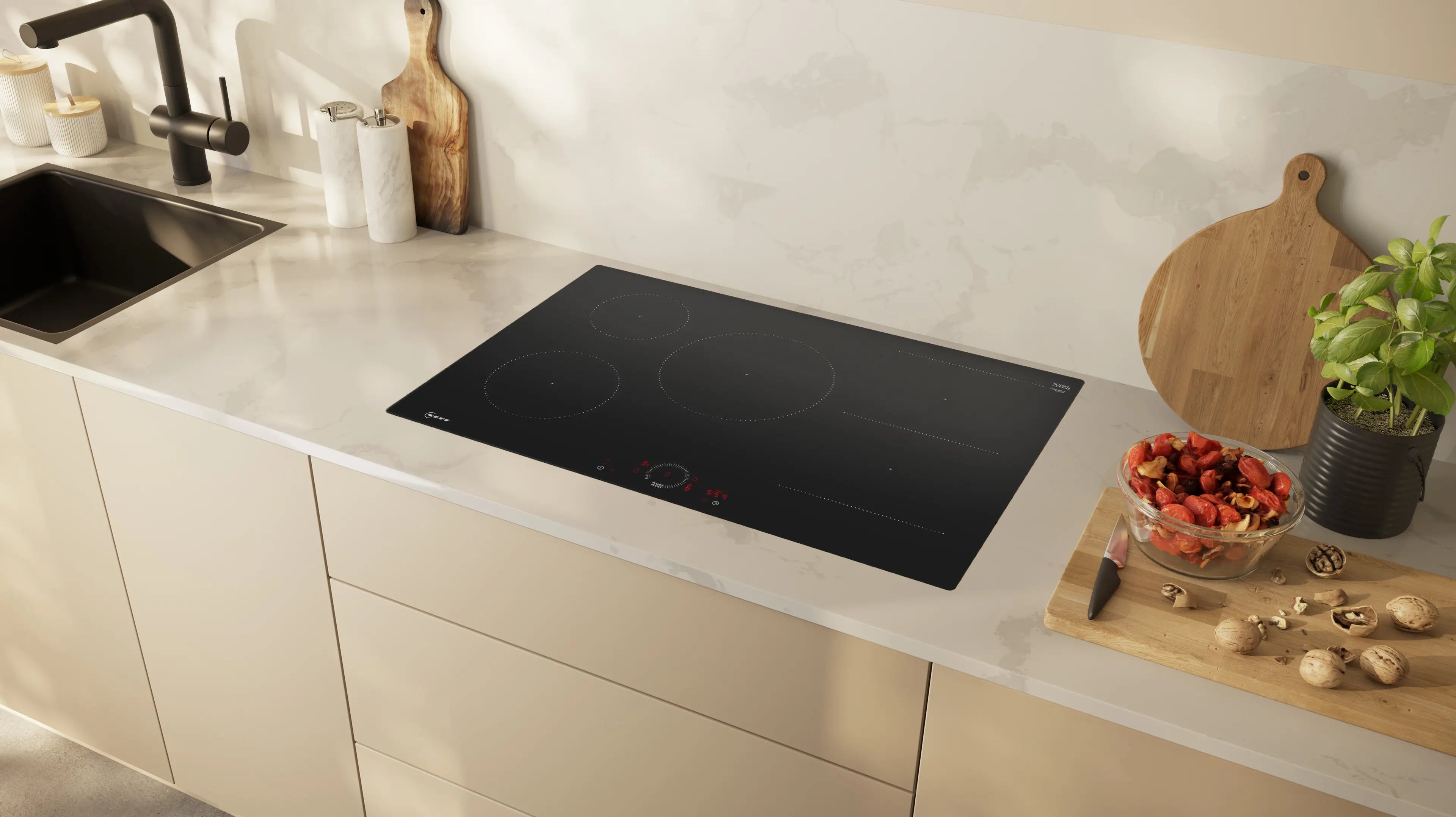 NEFF N 70 T58PHW1L0 80cm flush-mount Combi Induction hob in Black