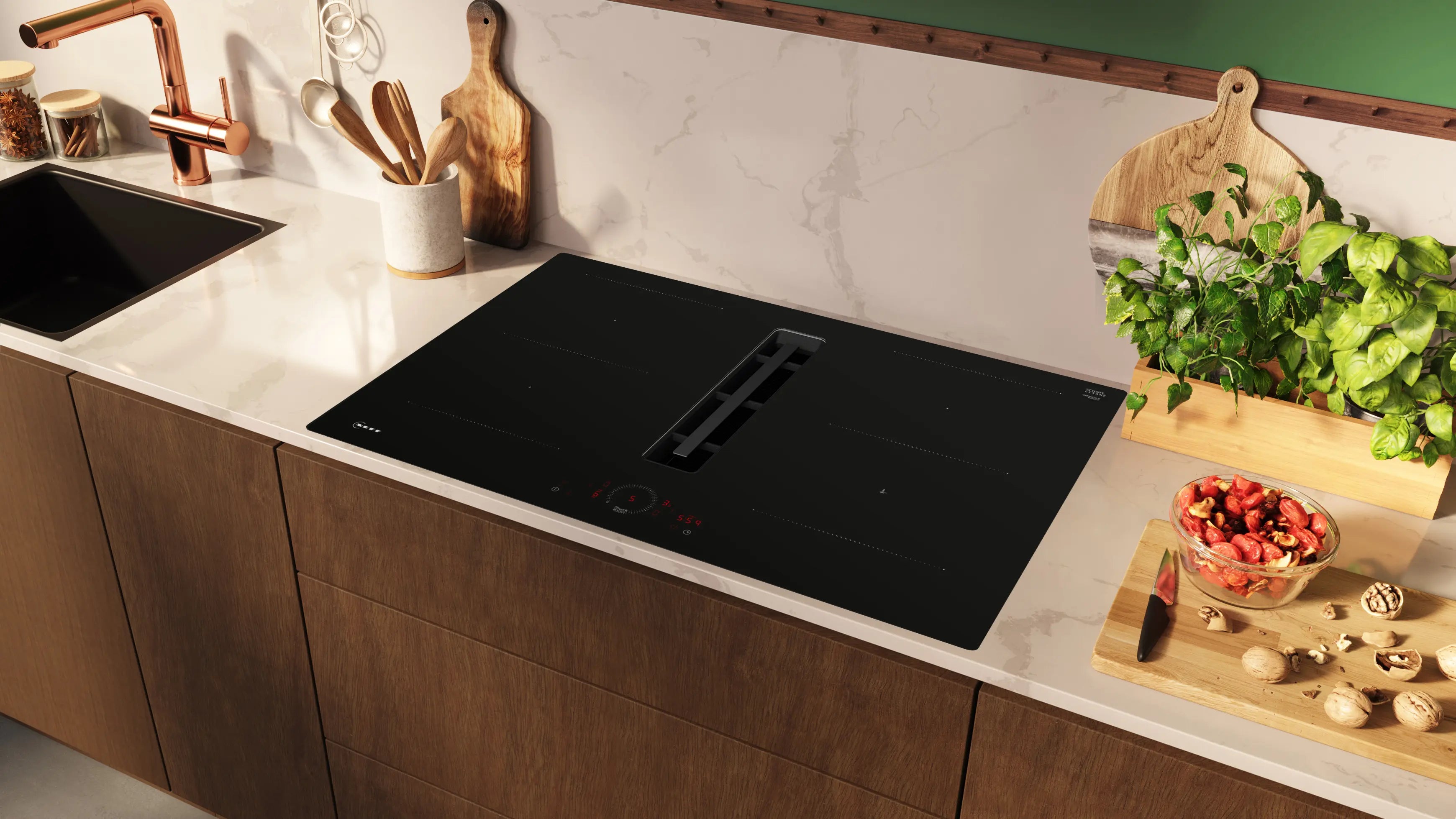 NEFF N 70 V58NHQ4L0 80cm Induction Hob with Integrated Ventilation System in Black