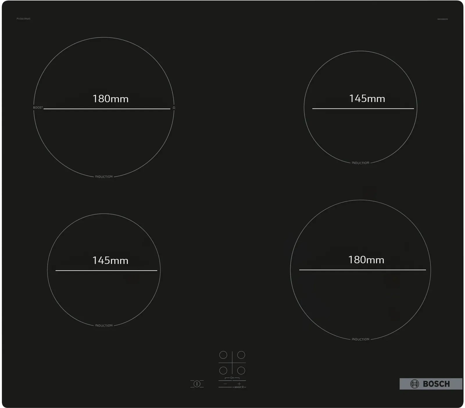 Bosch PUG61RAA5B Series 2 60cm 4 zone induction hob in Black