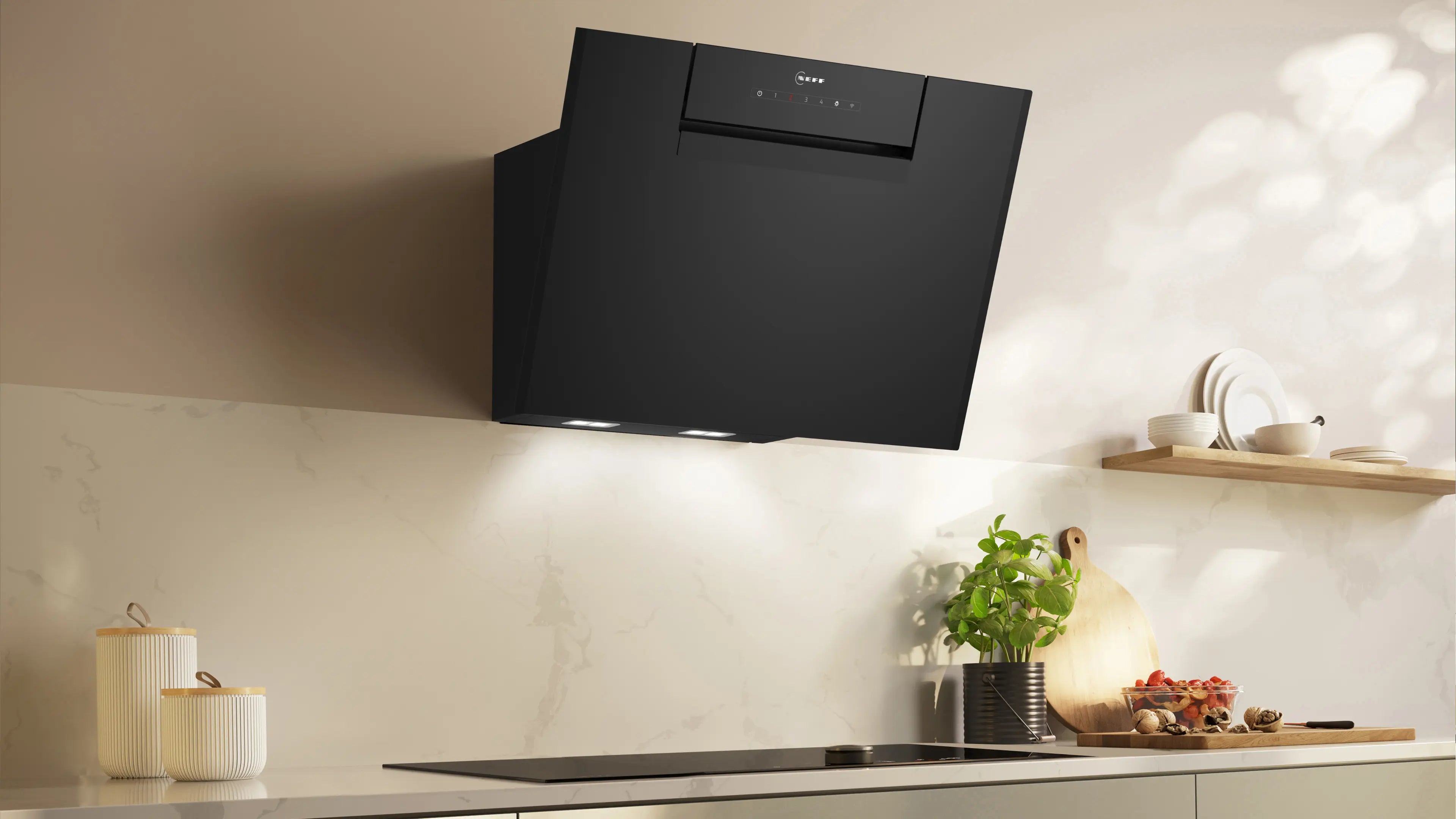 NEFF N 50 60cm angled glass cooker hood in Black