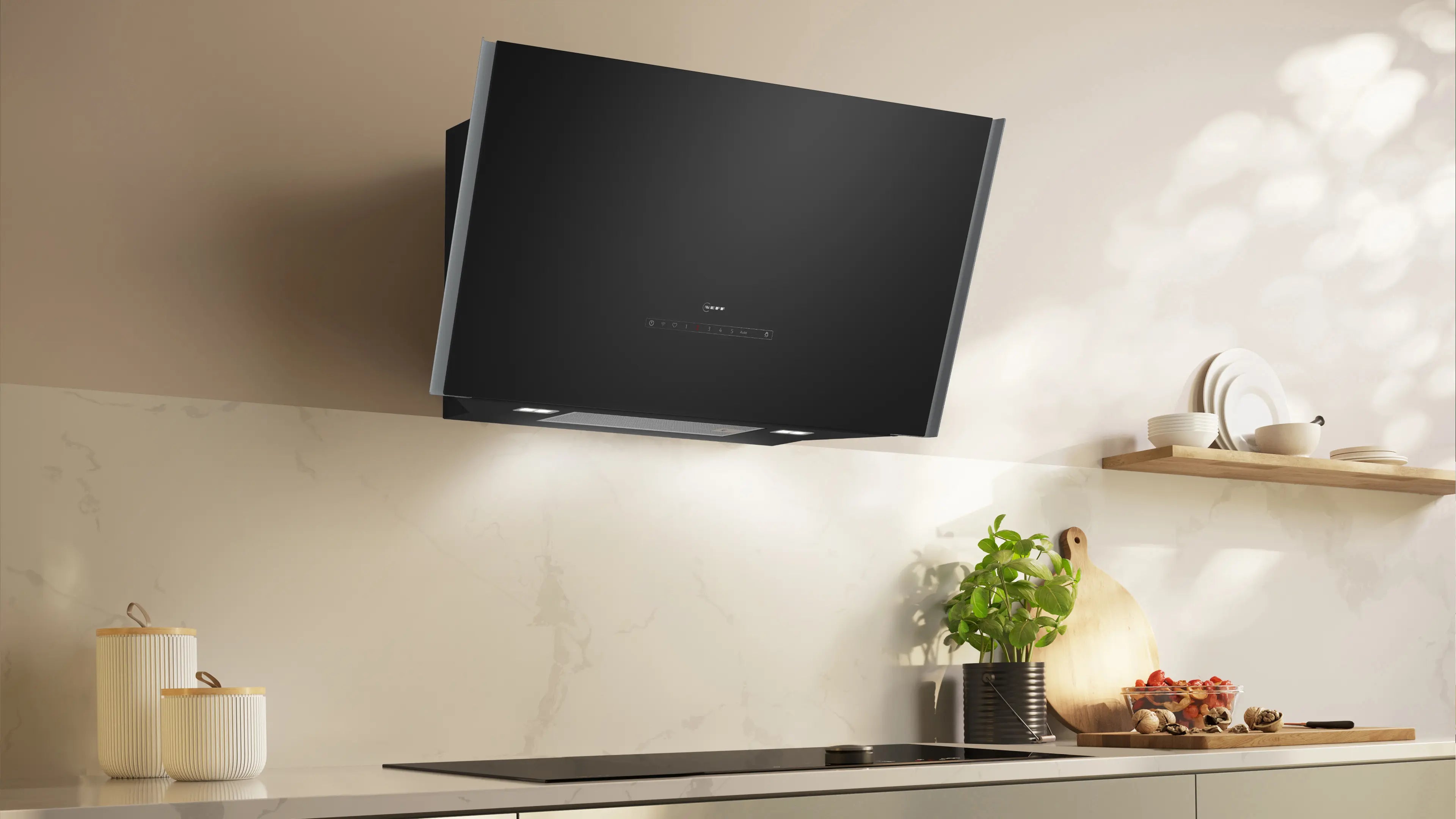 NEFF N90 D98IPT2S0B 90cm angled wall-mounted cooker hood in Black