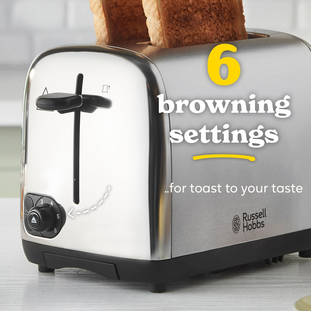 Russell Hobbs Adventure 2 Slice Toaster - Brushed Stainless Steel - side view