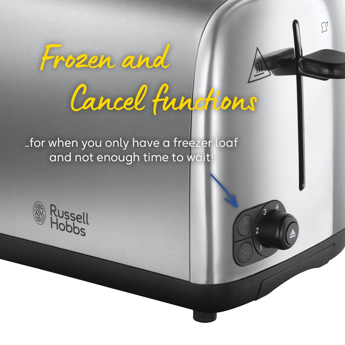 Russell Hobbs Adventure 2 Slice Toaster - Brushed Stainless Steel - controls