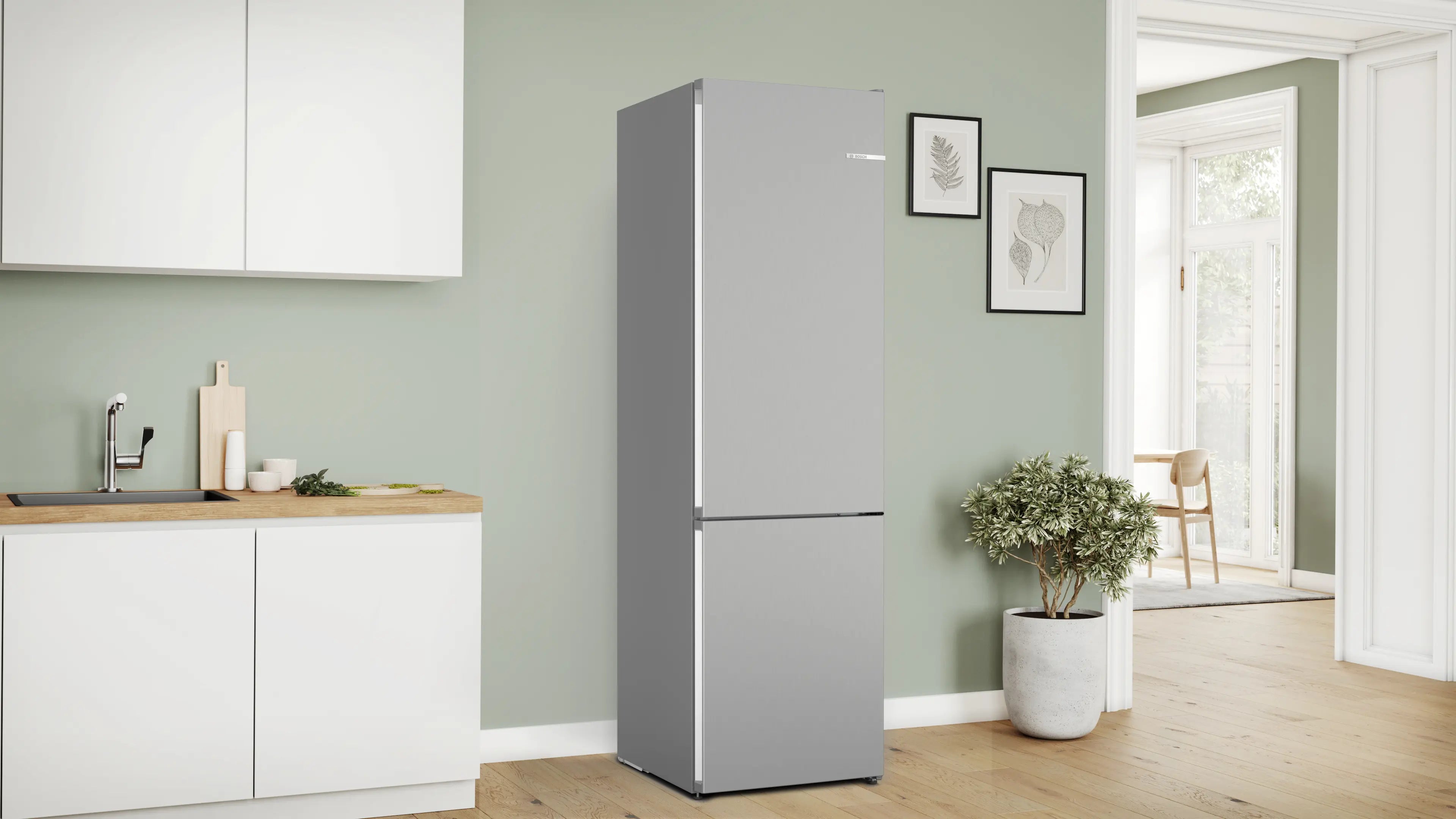 Bosch KGN392LBFG Series 4 freestanding fridge freezer in Stainless Steel Look