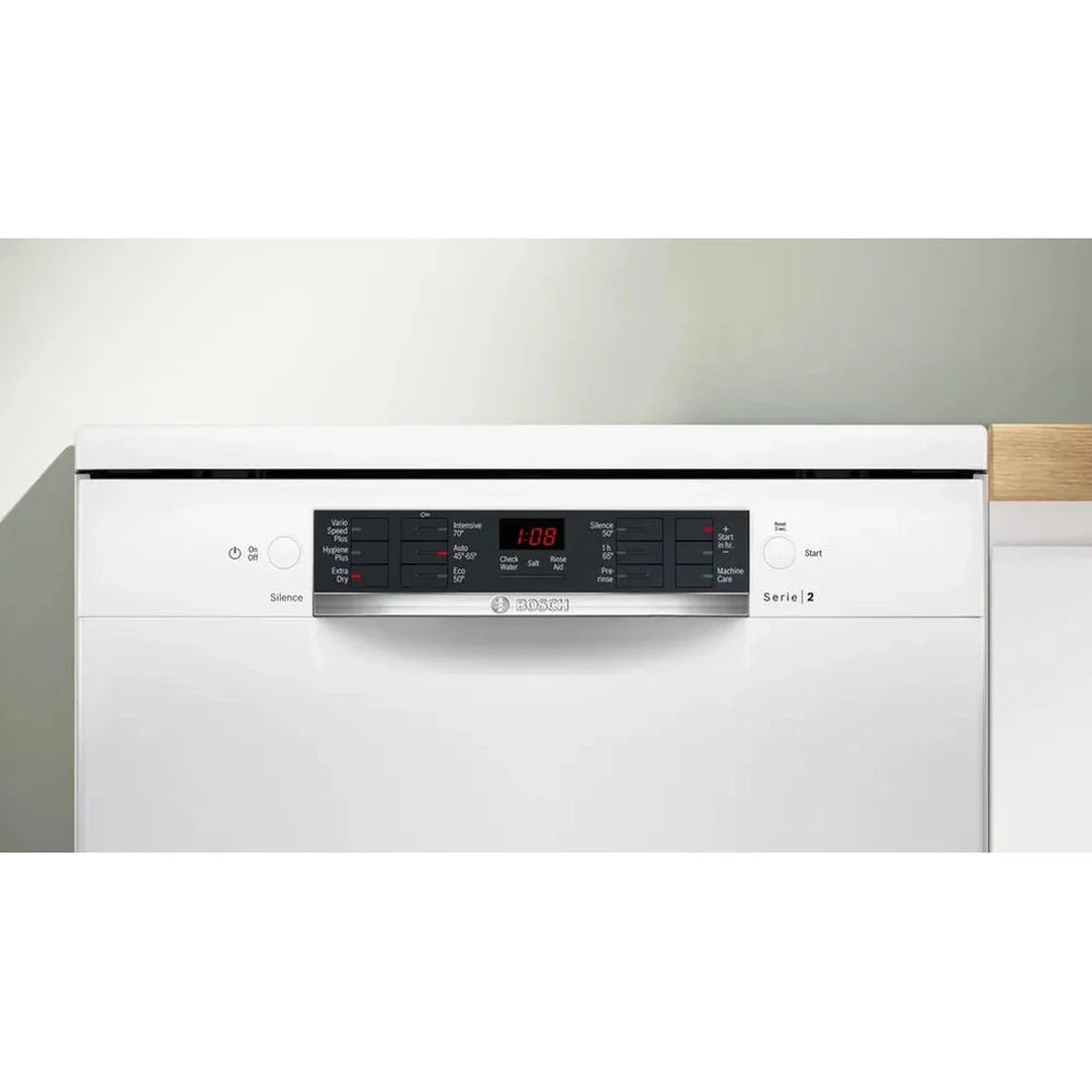 Bosch Series 2 free-standing dishwasher 60 cm White | SMS26AW08G Bosch Dishwasher Euronics Ireland