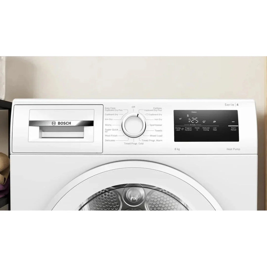 Bosch Series 4 Heat pump tumble dryer 8 kg White | WTH85225GB Bosch Tumble Dryer Euronics Ireland