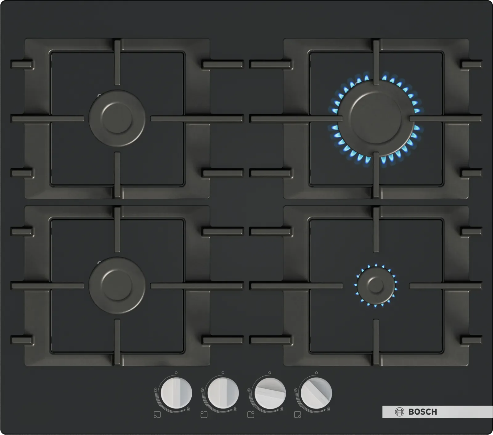 Bosch PNP6B6K40 Series 4 60cm 4 burner gas hob in Black tempered glass