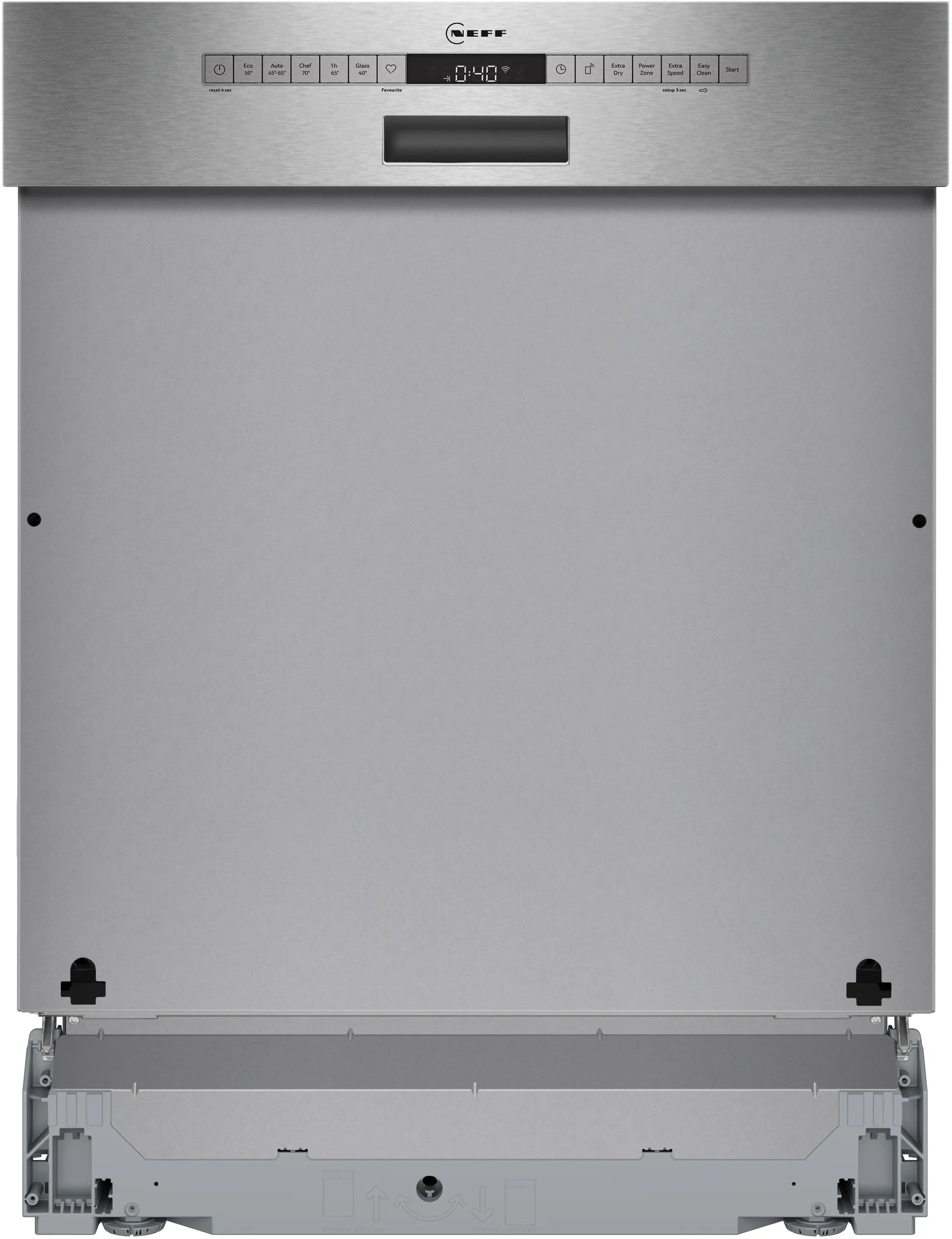 NEFF S145HTS01G N50 semi-integrated dishwasher in Brushed Steel