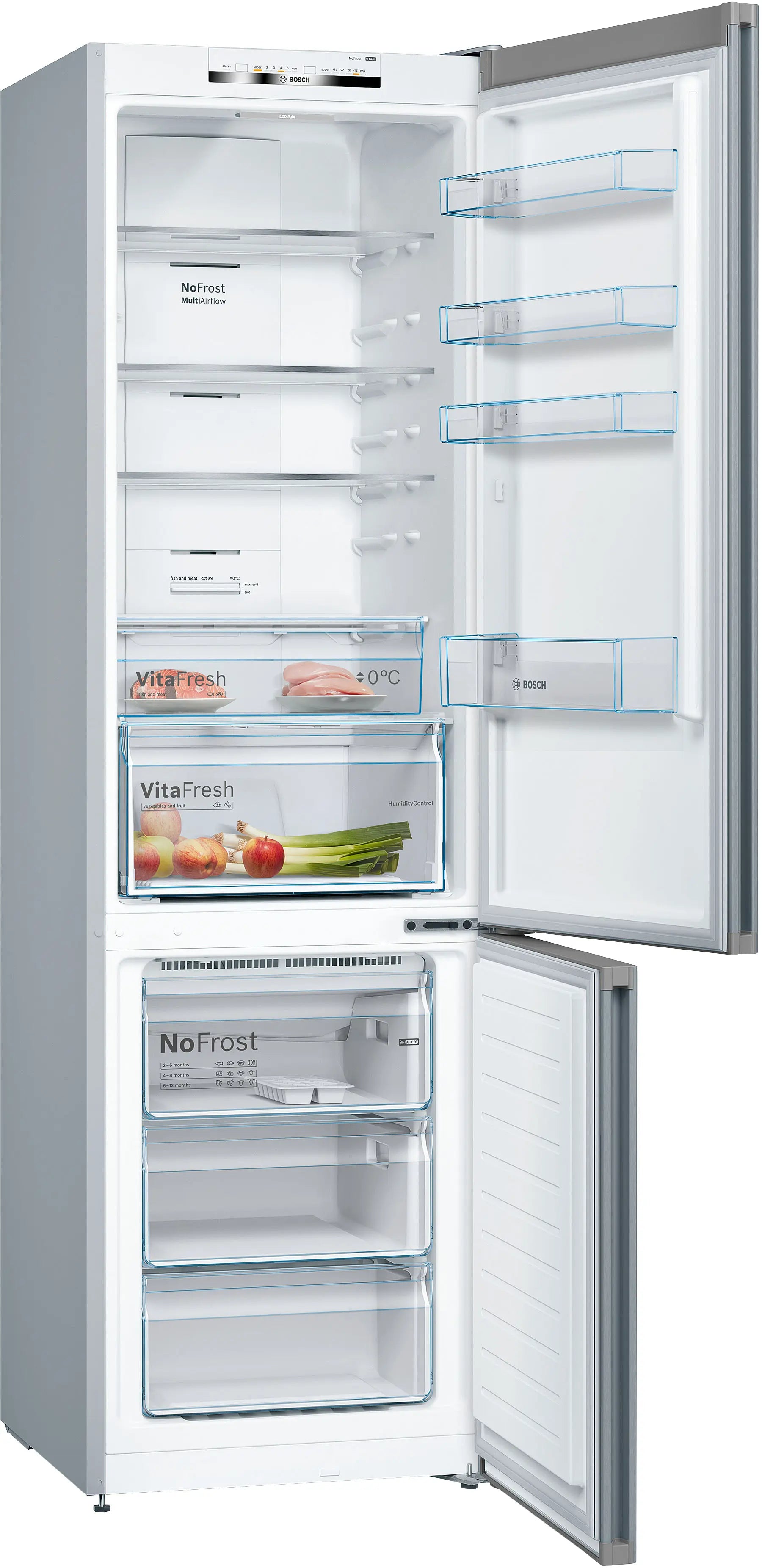 Bosch KGN392LEBG Series 4 freestanding fridge freezer in Stainless Steel Look