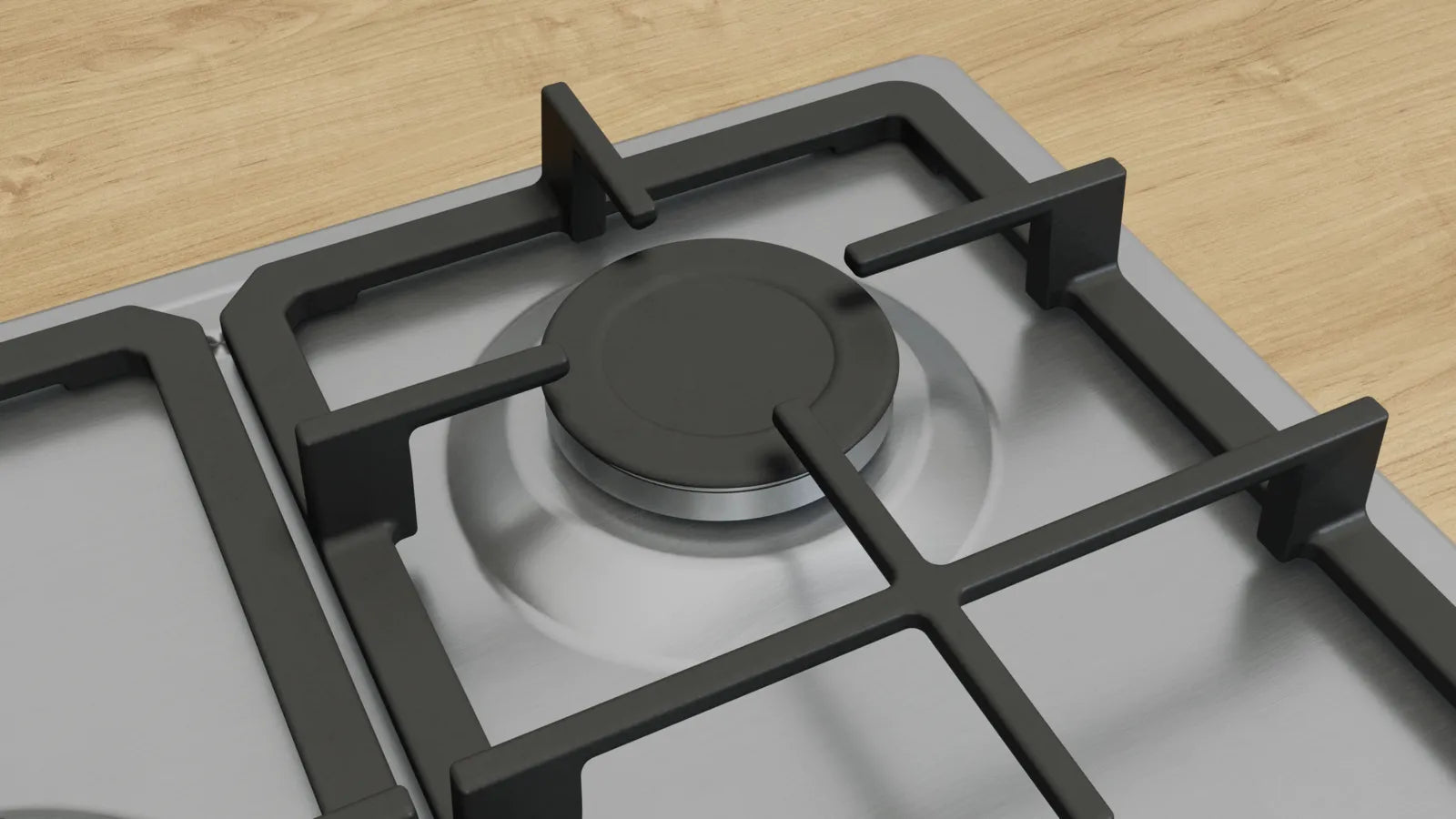 Bosch PGQ7B5K90 Series 4 75cm 5 burner gas hob with central wok burner in Stainless Steel