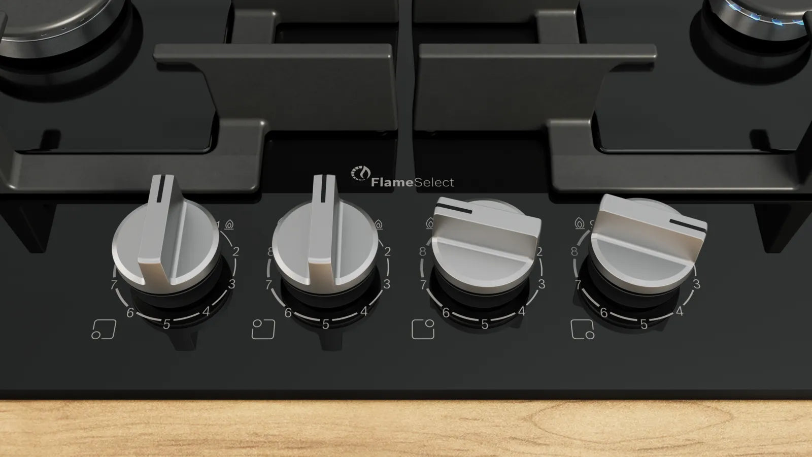 Bosch PPP6A6I40 Series 6 60cm 4 burner gas hob in Black tempered glass