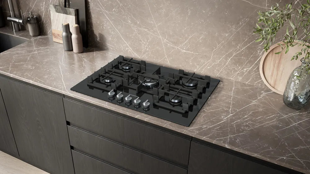 Siemens iQ500 75 cm 5‑Burner Gas Hob – Black Tempered Glass | EP7A6QI40