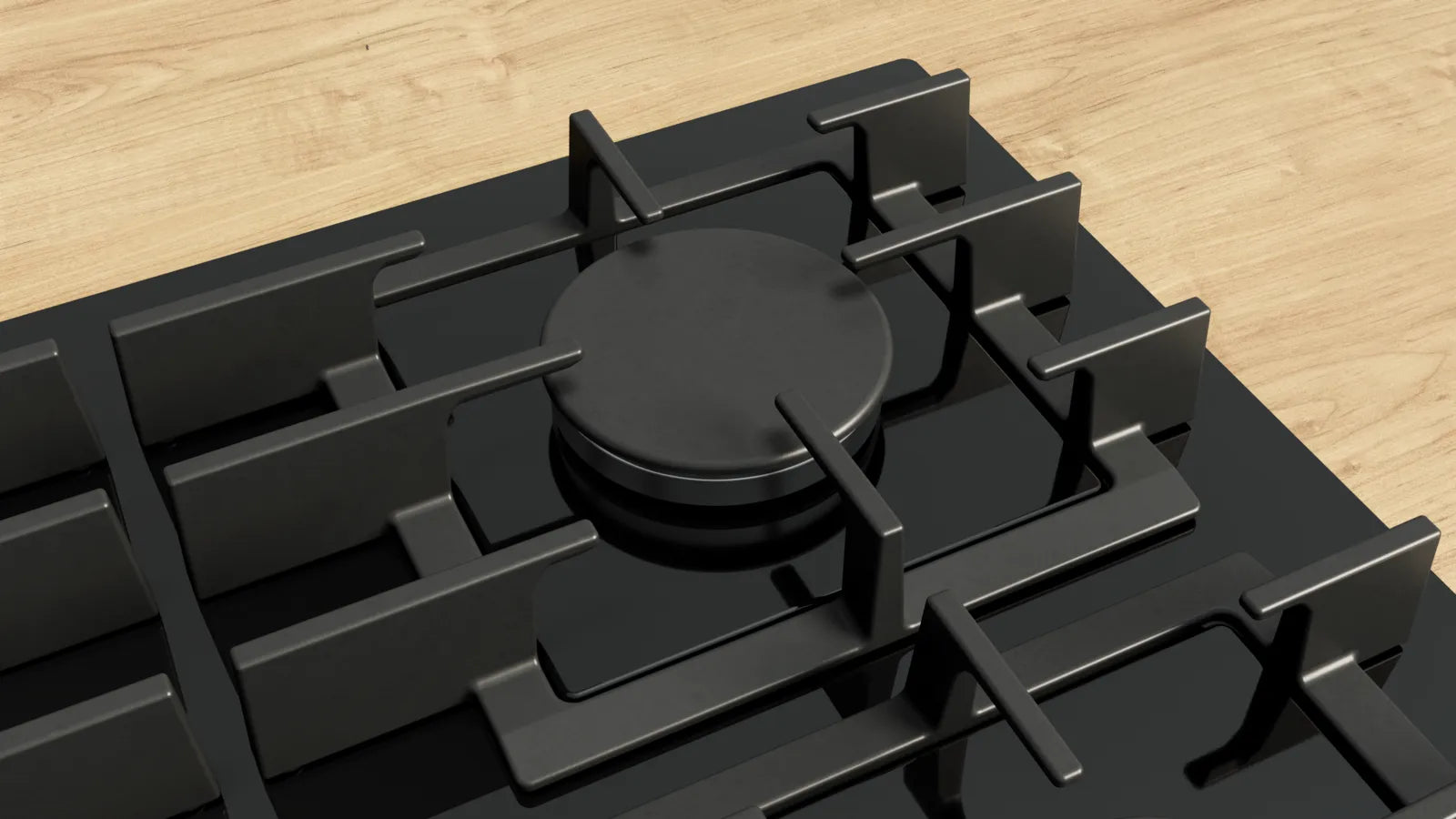 Bosch PPM9A6I40 Series 6 90cm 5 burner gas hob with wok burner in Black tempered glass
