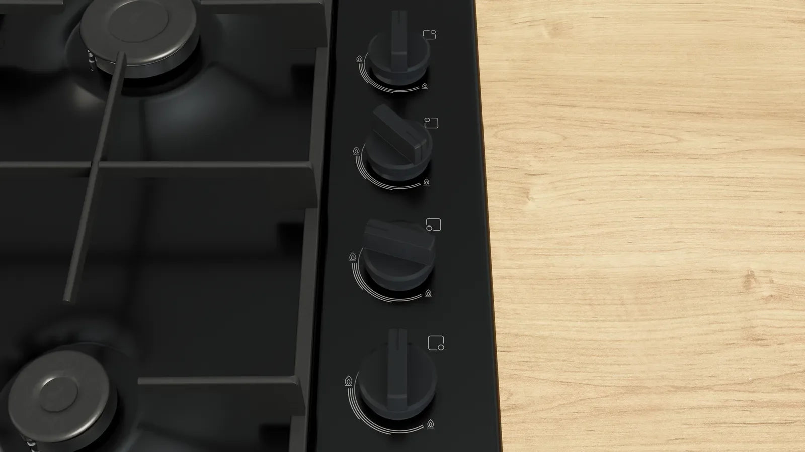 Bosch PBP6B6K60 Series 2 60cm 4 burner gas hob in Black enamel