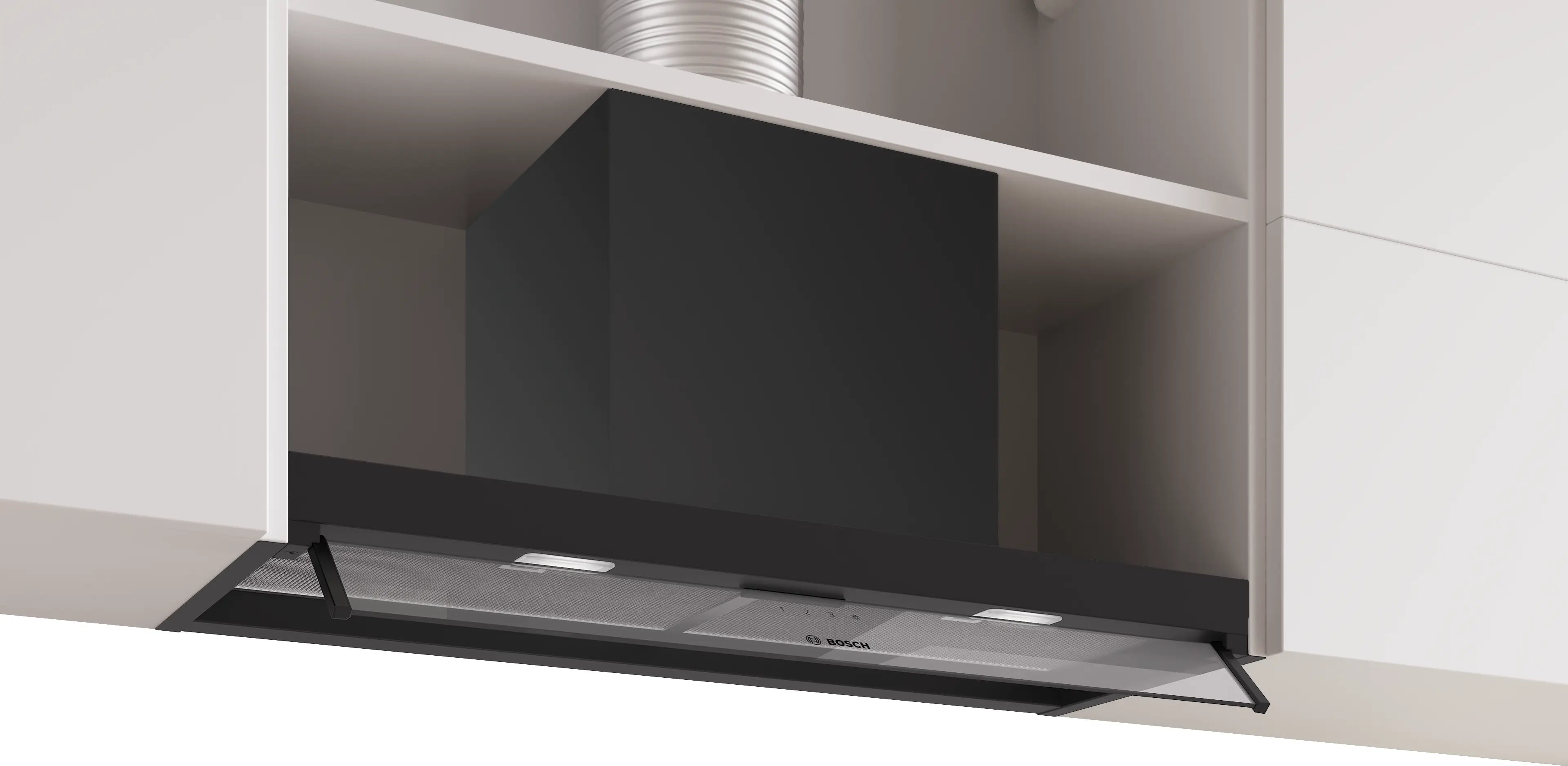 Bosch Series 4 80cm built-in integrated design cooker hood with clear glass canopy in Matt Black