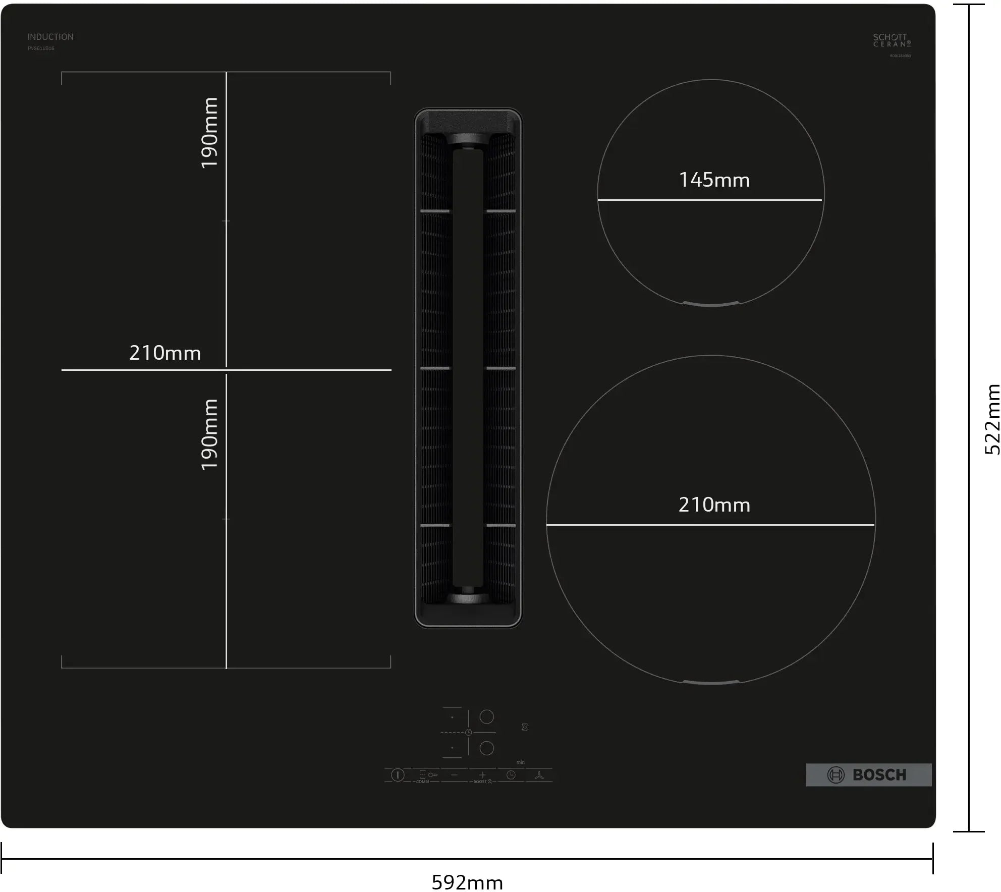 Bosch Series 4 PVS611B16E 60cm vented induction hob in Black