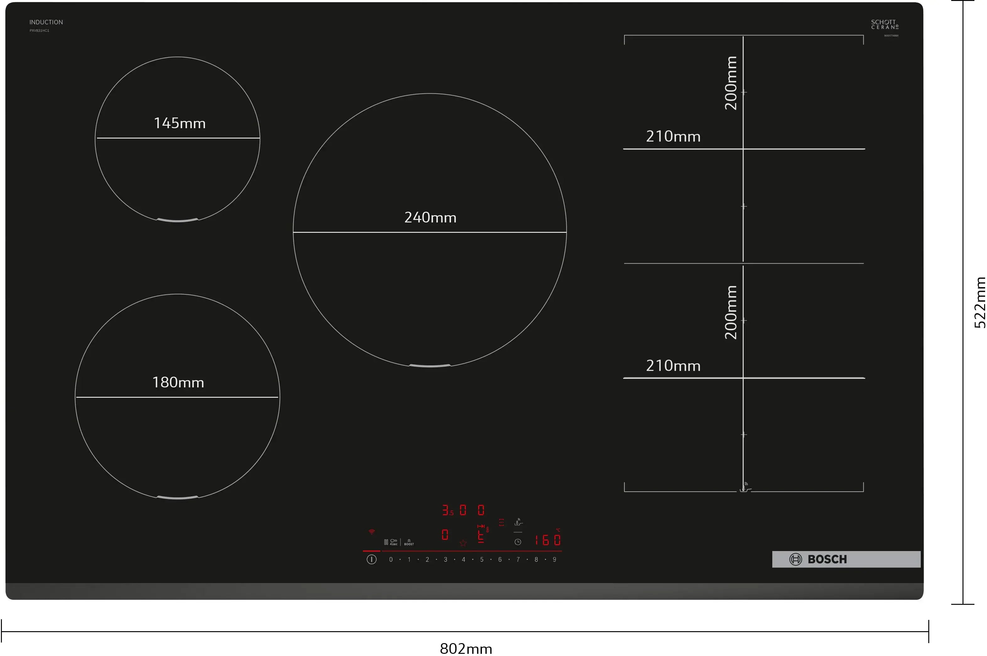 Bosch Series 6 PXV831HC1E 80cm FlexInduction hob in Black