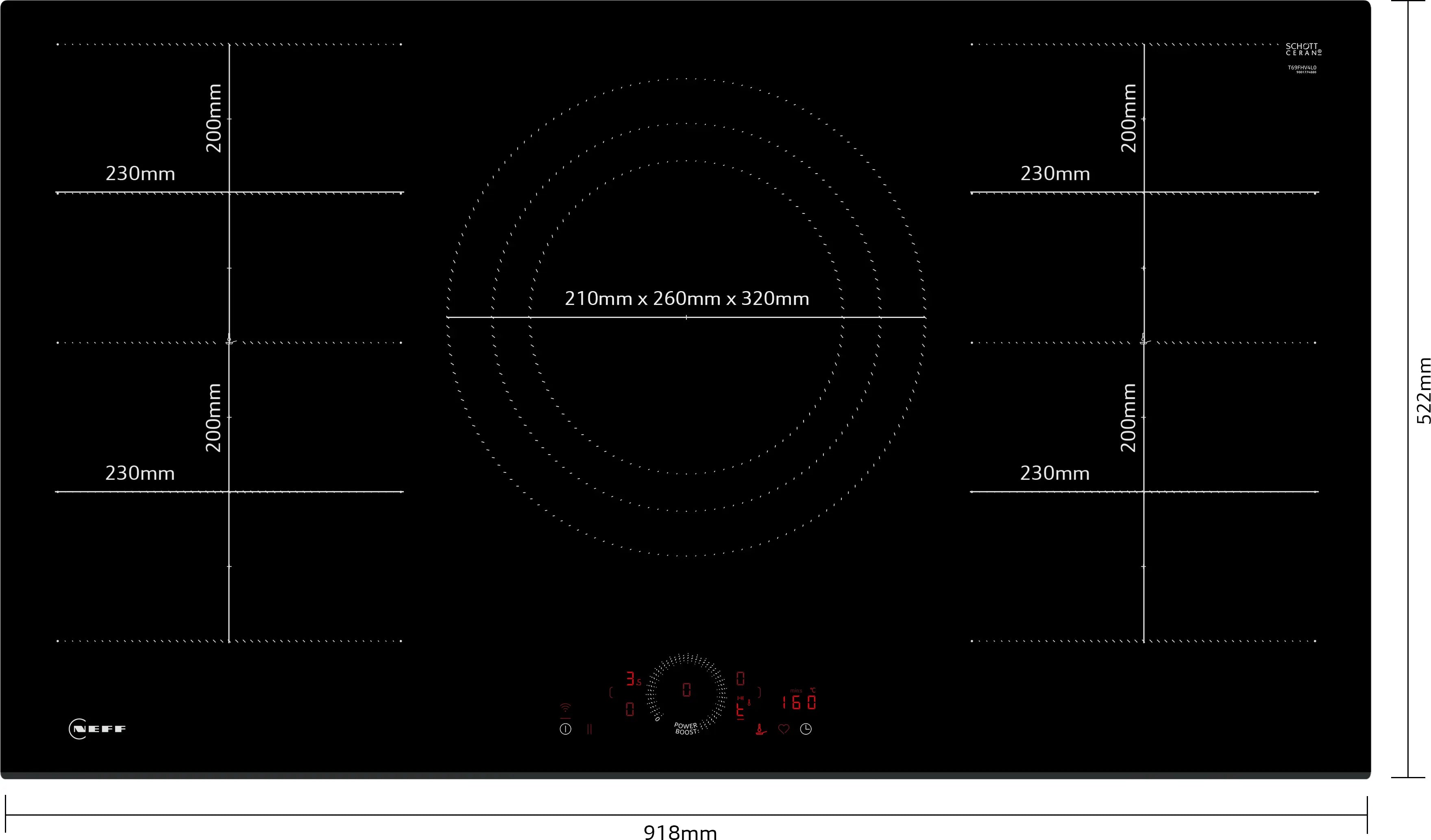 NEFF N 70 T69FHV4L0 90cm Flex Induction Hob in Black