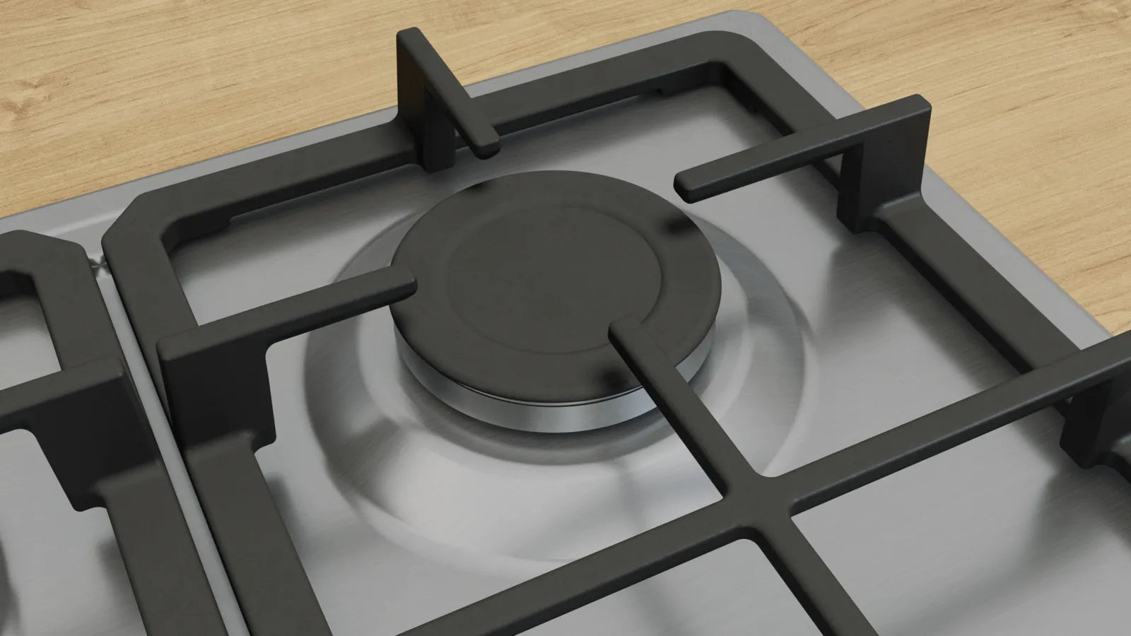 Bosch PGM7B5K90 Series 4 75cm 5 burner gas hob with wok burner in Stainless Steel