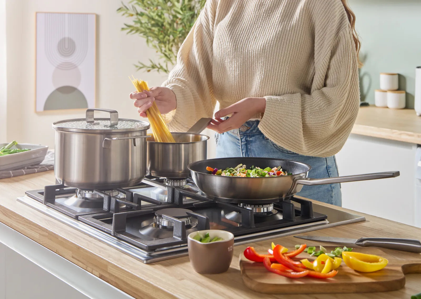 Bosch PCP6A5I90 Serie 6 60cm 4 burner gas hob in Stainless Steel