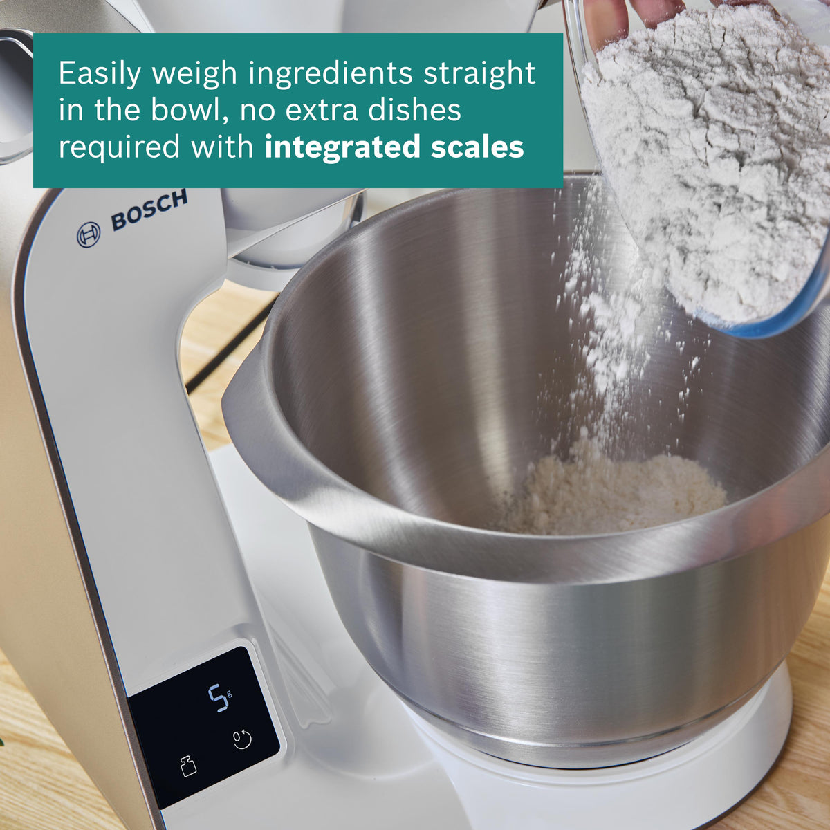 Bosch Series 4 MUM5 Stand Mixer with Integrated Scales 1000W - White - integrated scales