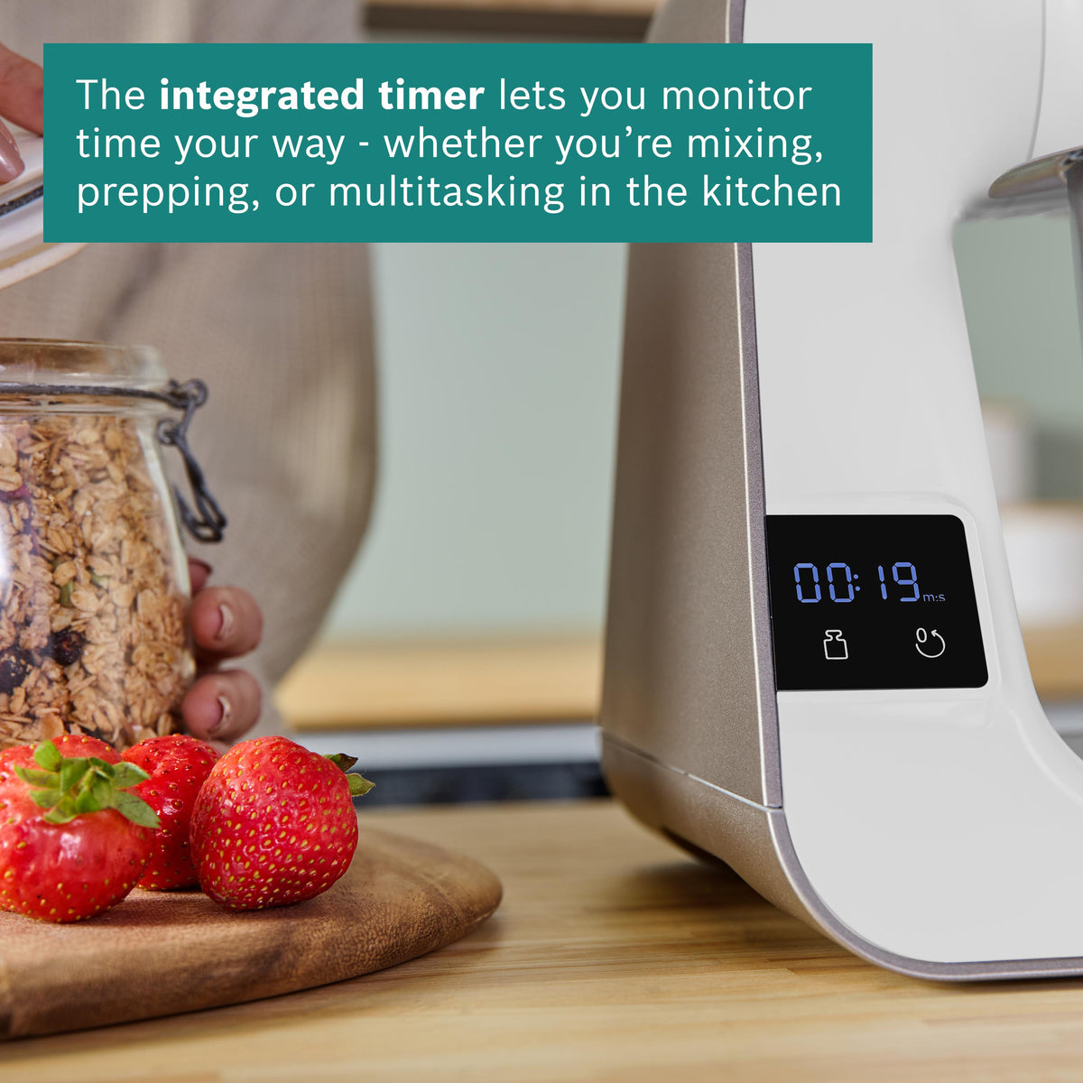 Bosch Series 4 MUM5 Stand Mixer with Integrated Scales 1000W - White - timer and LED display