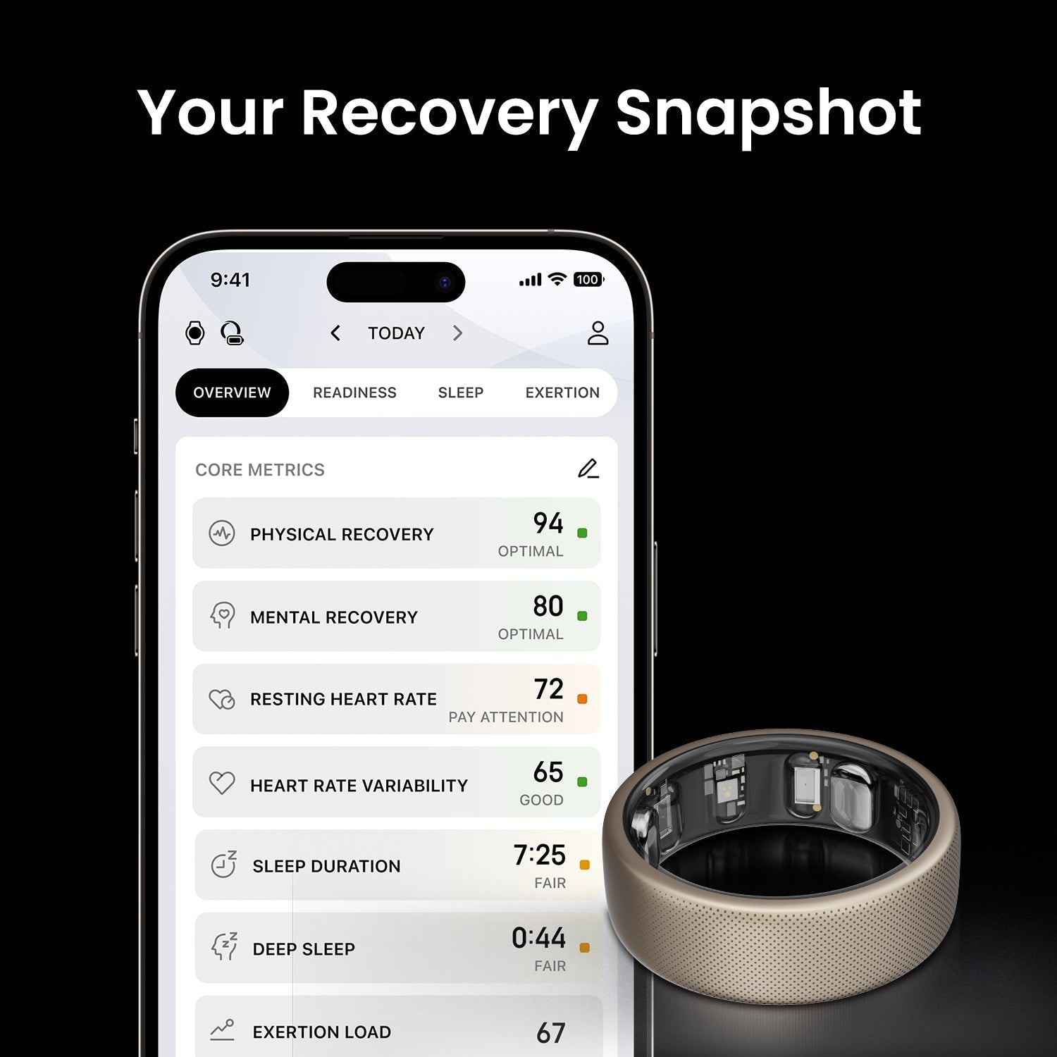 Amazfit Helio Smart Ring – Titanium Health Tracker (Ring Size 10)