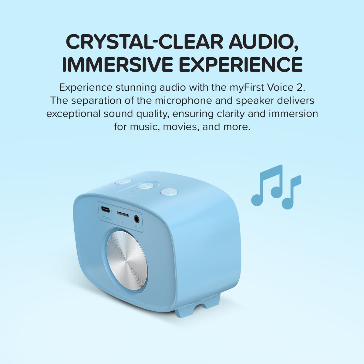 myFirst Voice 2 Kids Karaoke Speaker with Wireless Microphone - Blue - Bluetooth, microSD and AUX modes