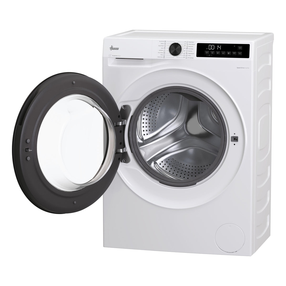 Hoover Pro Wash Series 3 9kg 1400rpm Washing Machine - White - door open, angled