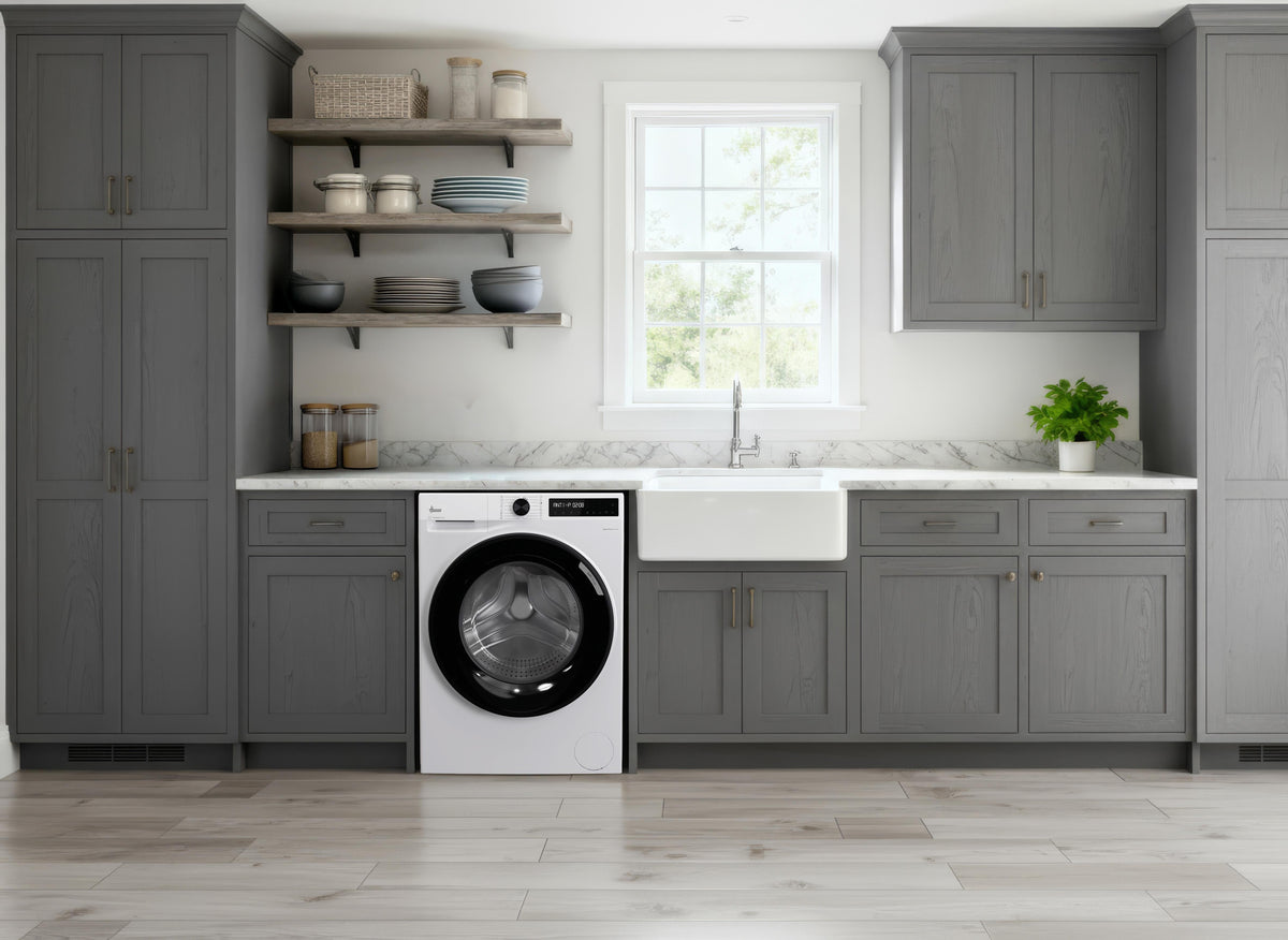 Hoover Pro Wash Series 3 9kg 1400rpm Washing Machine - White - in a utility room