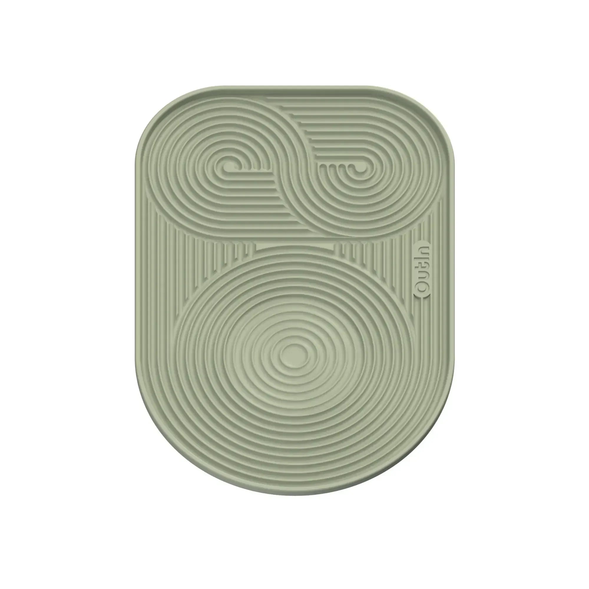 Outin Silicone Coffee Mat in green with geometric ridged surface