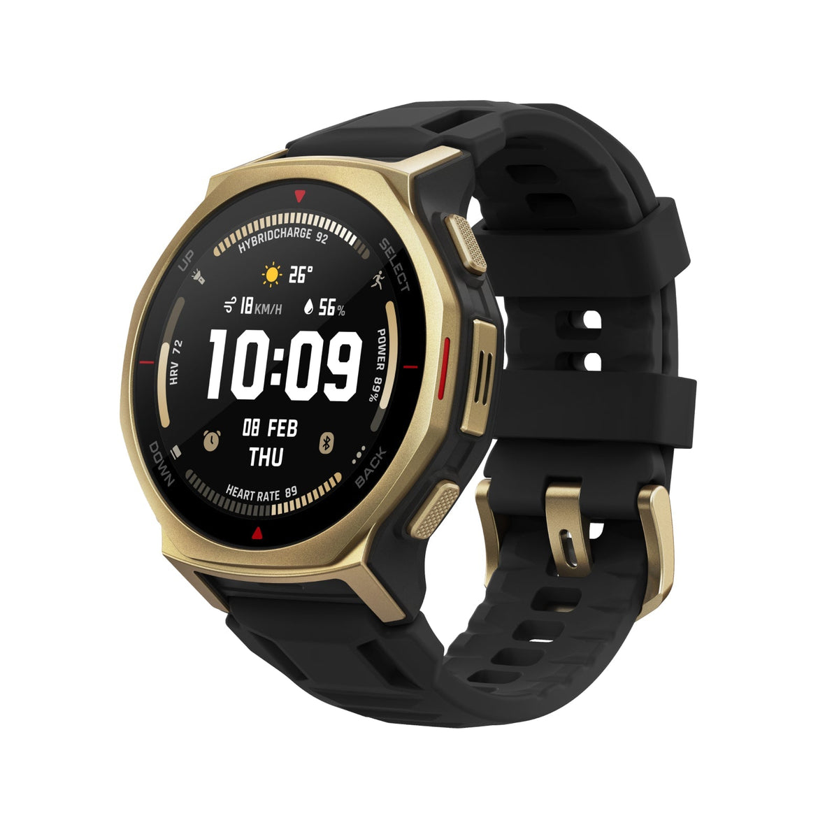 Amazfit T-Rex 3 Pro 44mm Smartwatch - Black Gold - angled view