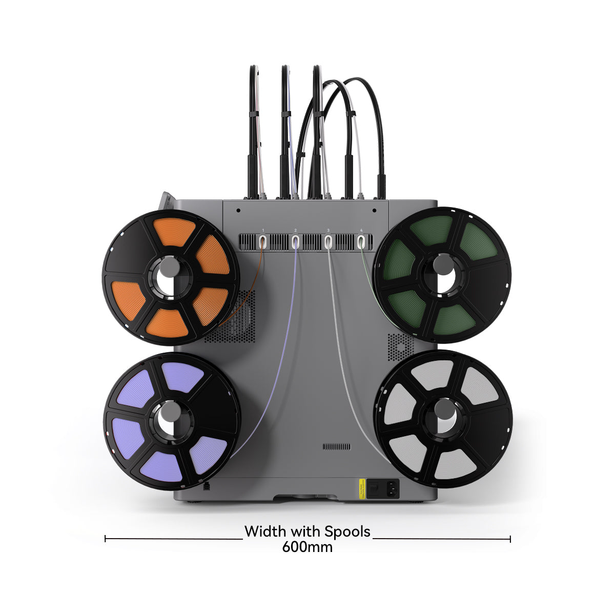 Flashforge Creator 5 Four-Toolhead Multicolour 3D Printer - width with spools